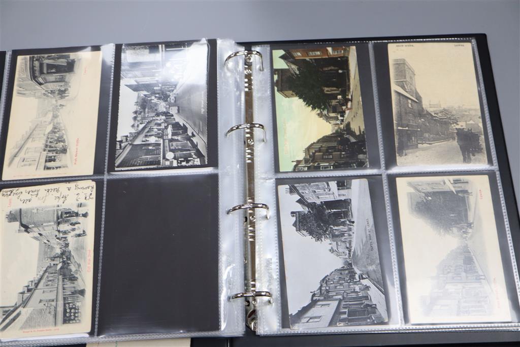 Lewes Interest: 160 postcards, Edward VII - Queen Elizabeth II, views including: County Prison (11); St Anns Hill (13); High Street (4